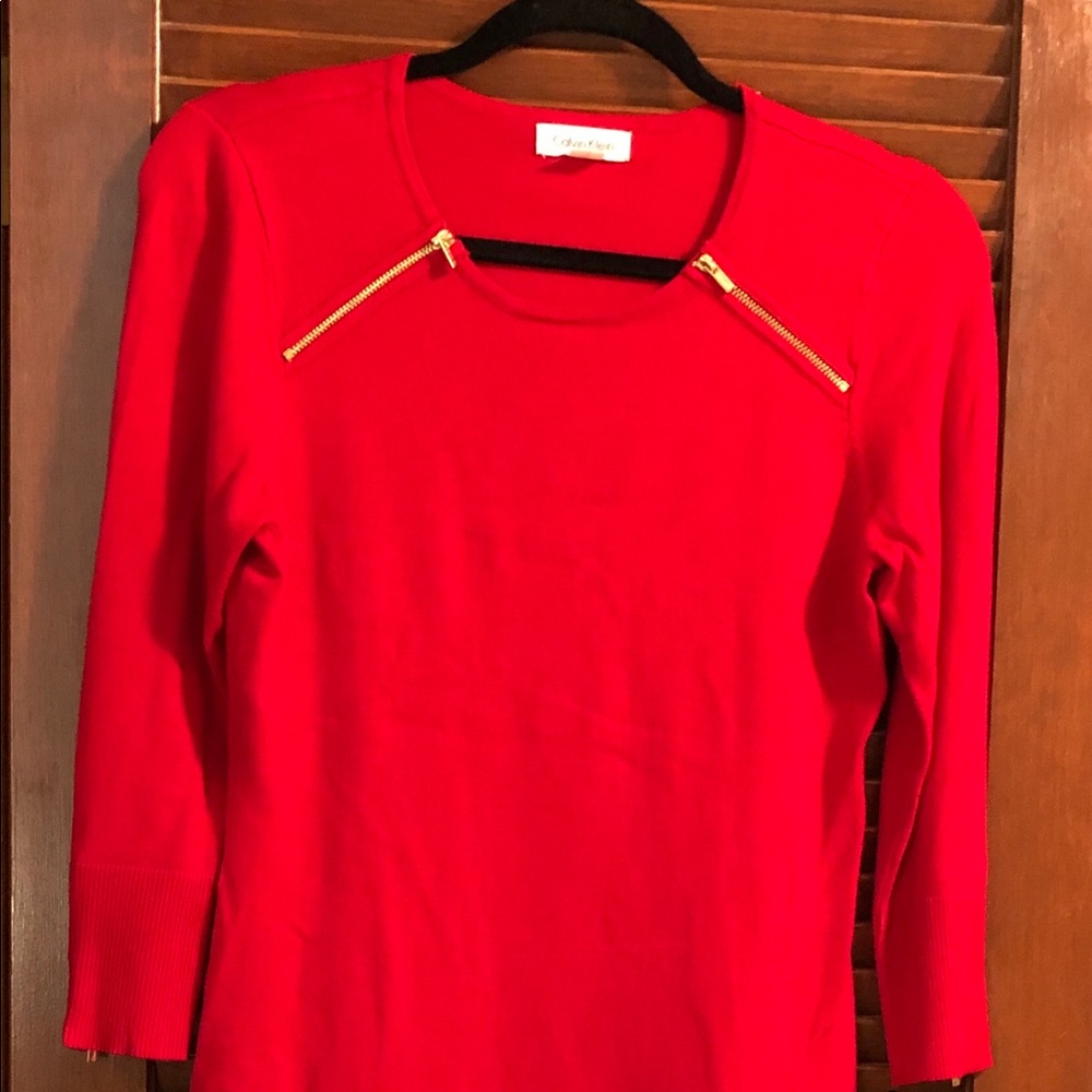 Red Calvin Klein sweater dress